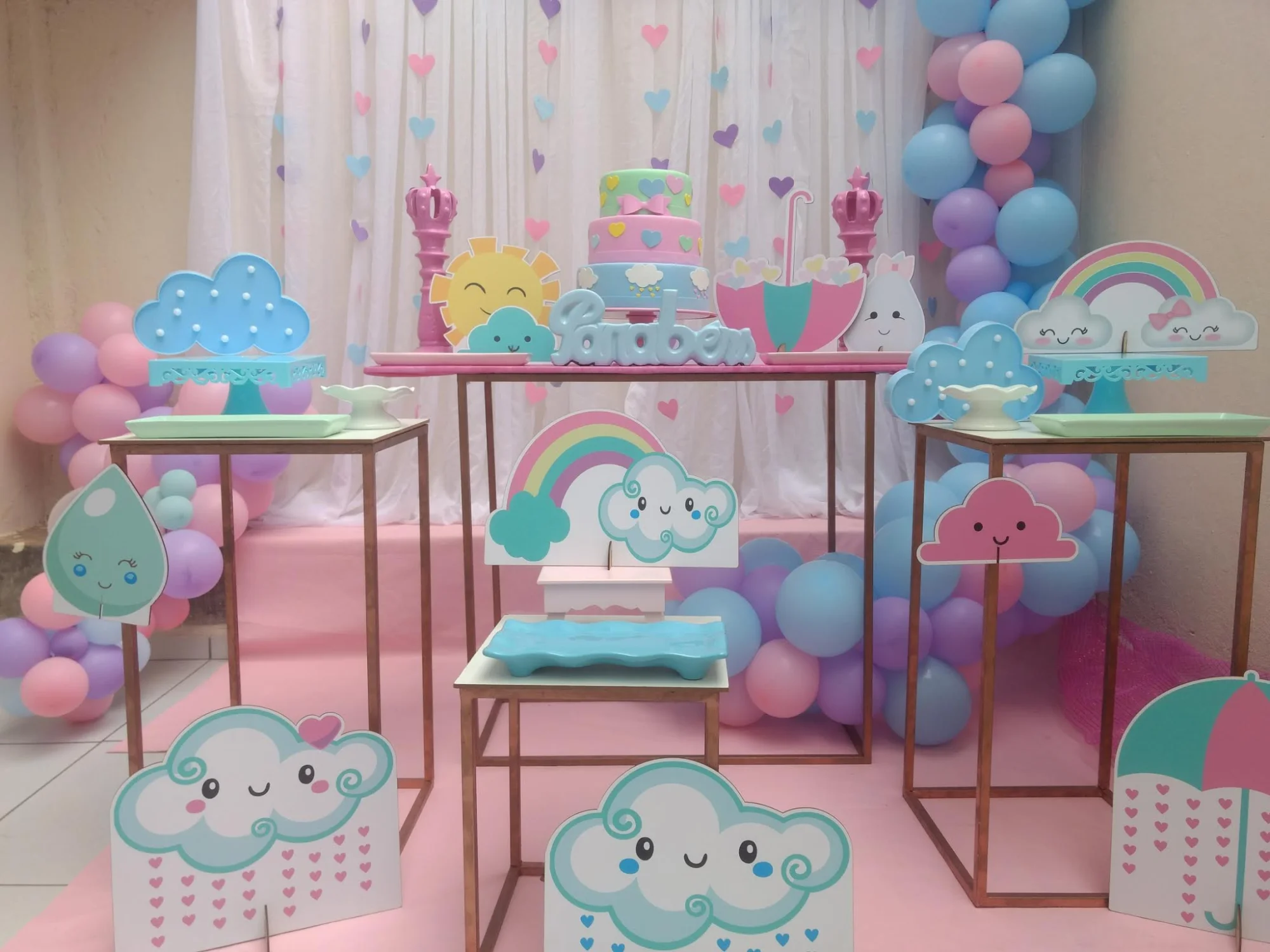 decoração para chá revelação pegue e monte